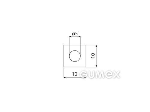 Quadratisches Silikonprofil mit Loch, 10x10mm, 40°ShA, -60°C/+180°C, transparent, 